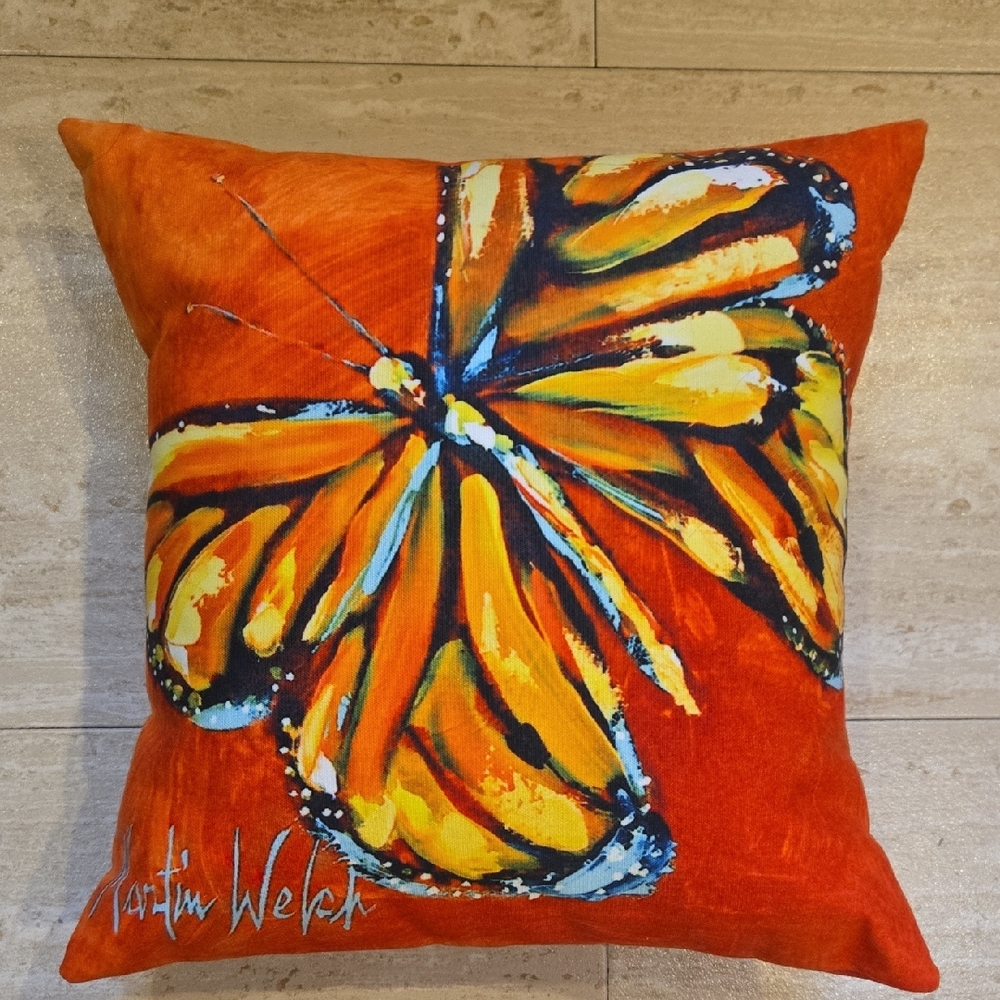 Martin Welch Monarch Butterfly Fabric Decorative Pillow - Picture 1 of 5